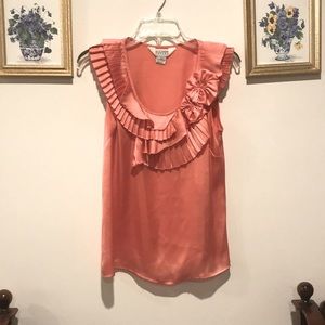 Flutter sleeve blouse in peach pink